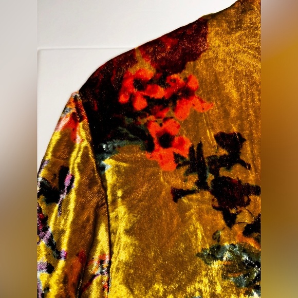 Pilcro Anthropologie Fall Shirt Floral Velvet Button Up Burnout Women MP NEW - Picture 4 of 12
